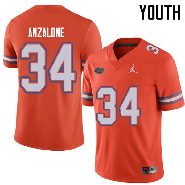 NCAA Florida Gators Alex Anzalone Youth #34 Jordan Brand Orange Stitched Authentic College Football Jersey LKM1064HH